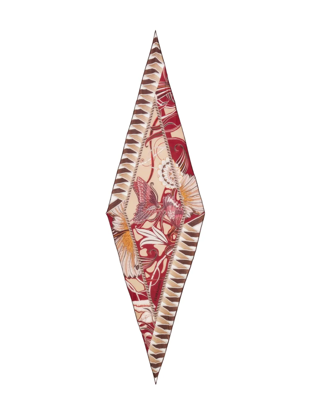 Fular Ferragamo Diamond-Shaped Floral-Print rosu