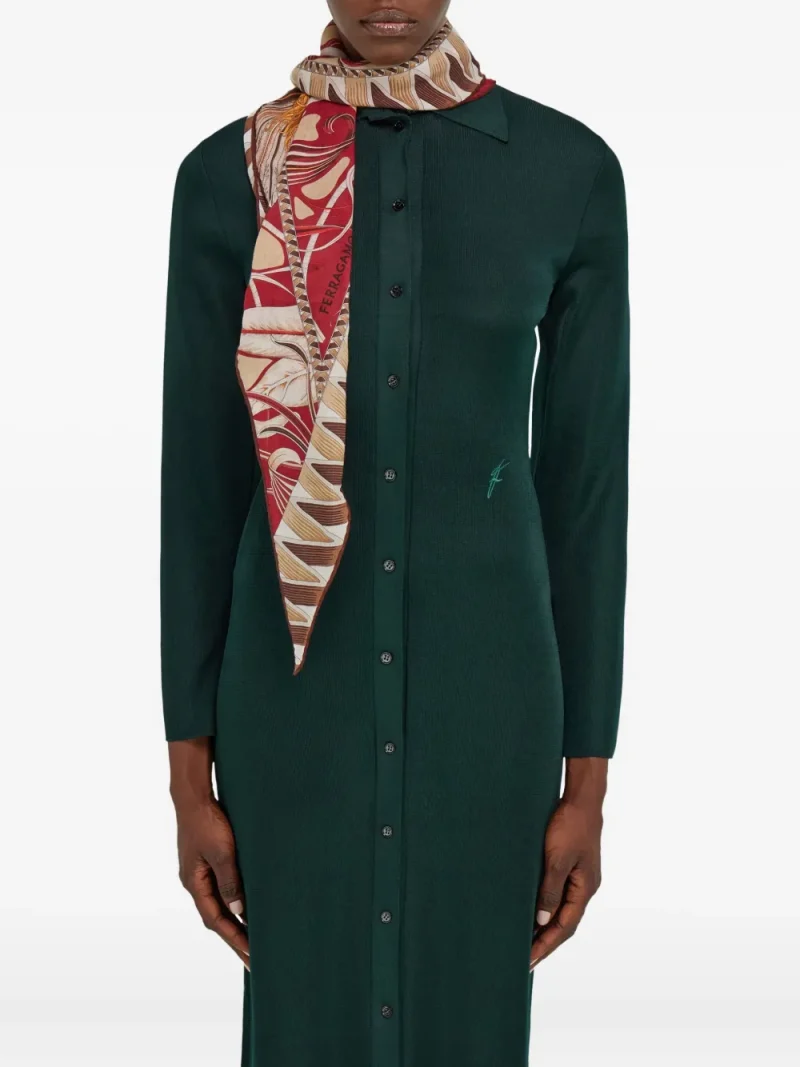 Alternative view of Fular Ferragamo Diamond-Shaped Floral-Print rosu