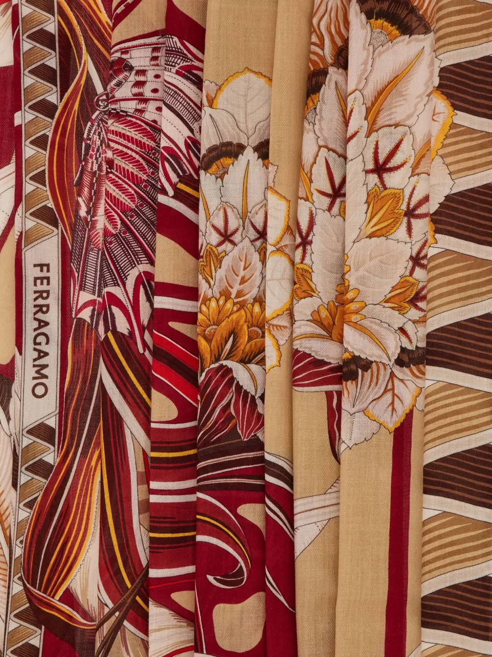 Fular Ferragamo Diamond-Shaped Floral-Print rosu - imagine 3