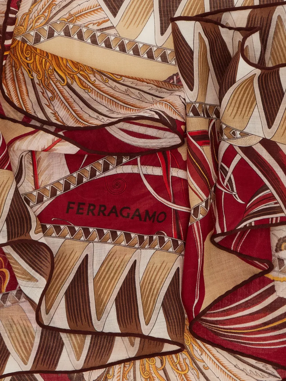 Fular Ferragamo Diamond-Shaped Floral-Print rosu - imagine 4