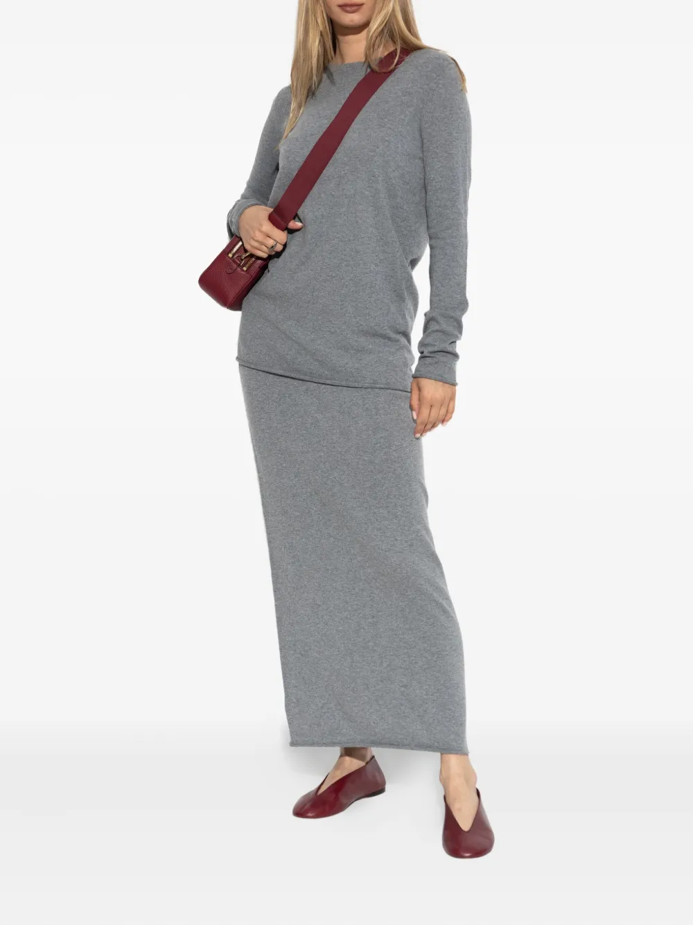 Fusta maxi Lisa Yang The Charlotta Ribbed Knit gri - imagine 3