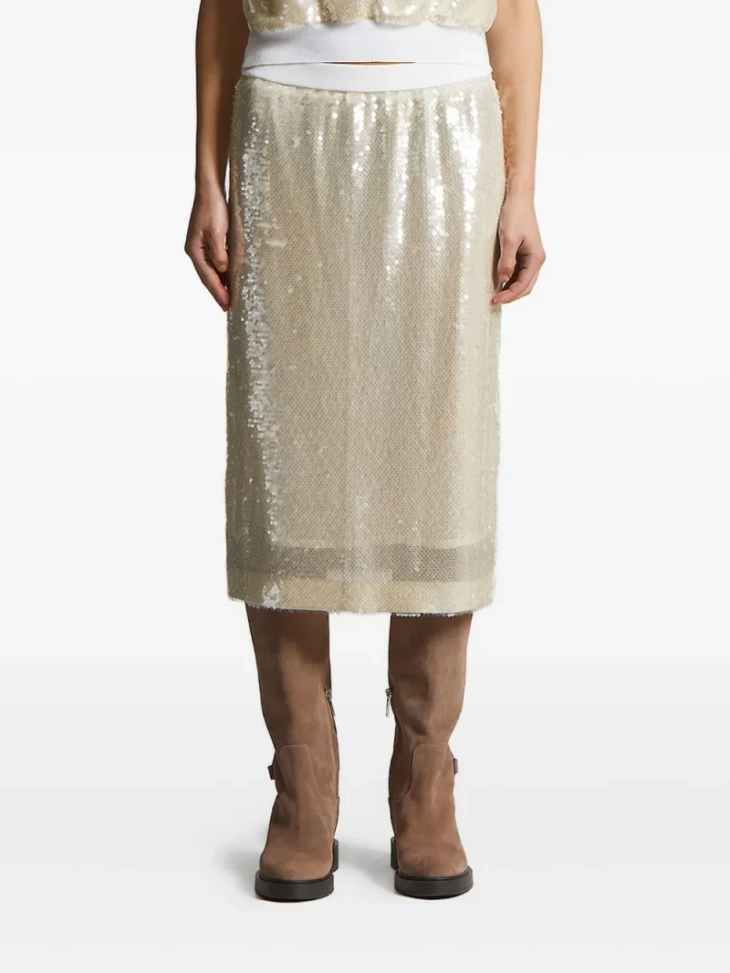 Fusta midi Peserico Sequin-Embellished argintiu