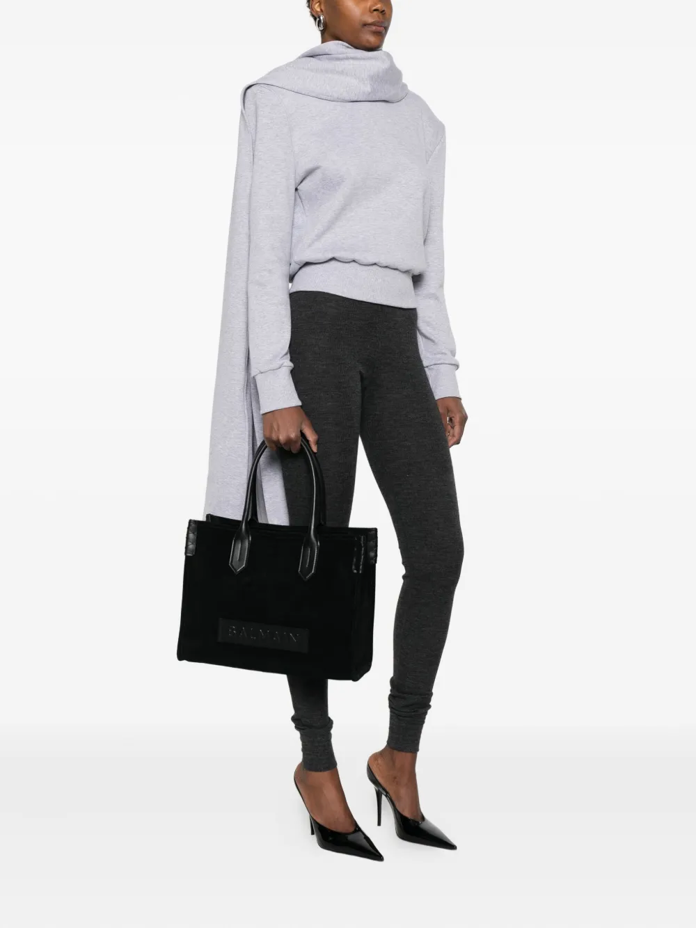 Geanta Balmain B-Army Panelled Tote negru - imagine 3