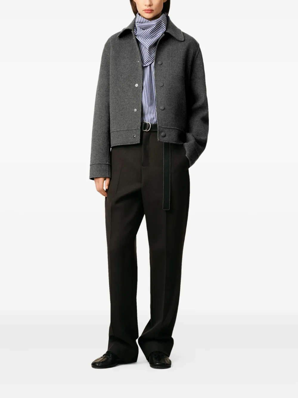 Jacheta Ami Buttoned Wool Boxy gri - imagine 4