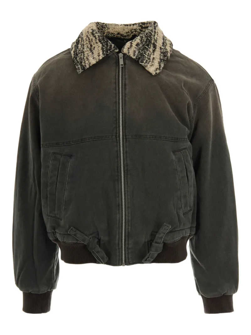 Jacheta Axel Arigato Tweed-Collar Cotton Bomber gri