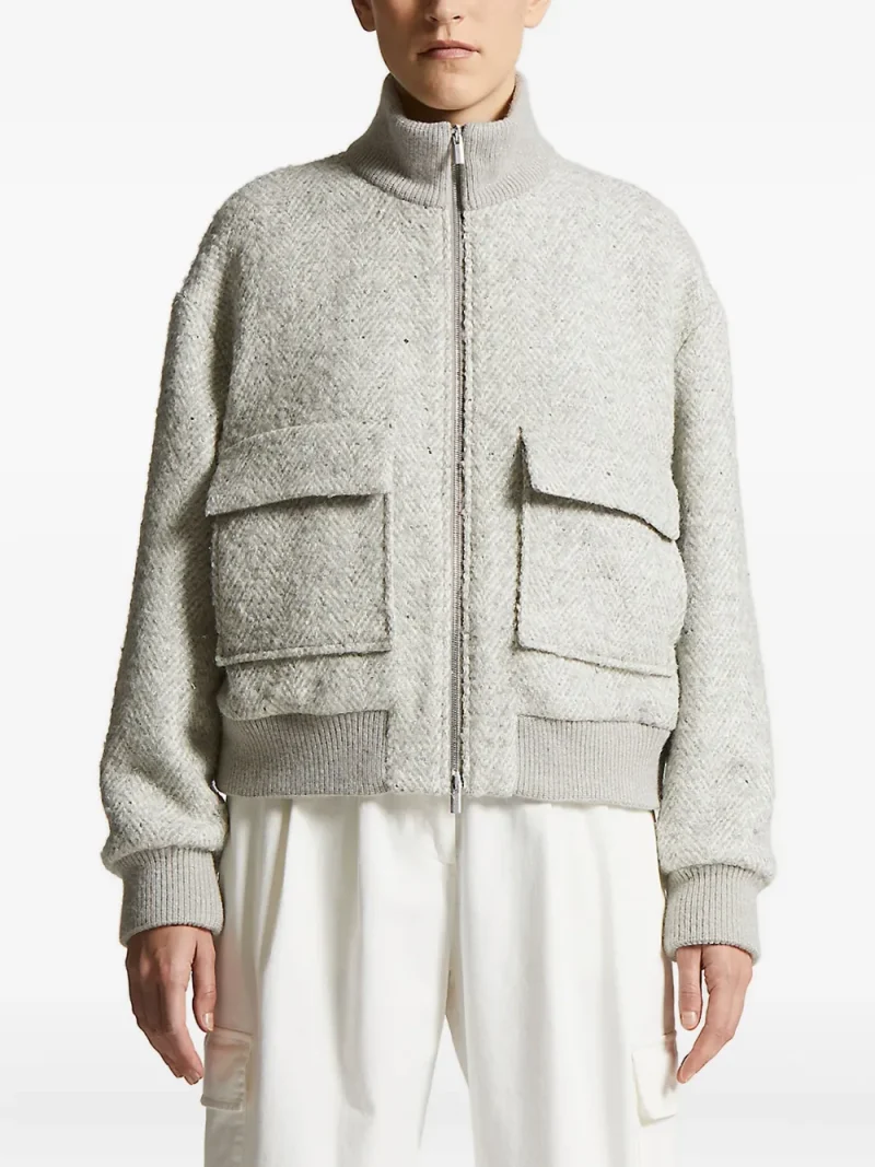 Jacheta Peserico Herringbone-Pattern Bomber gri