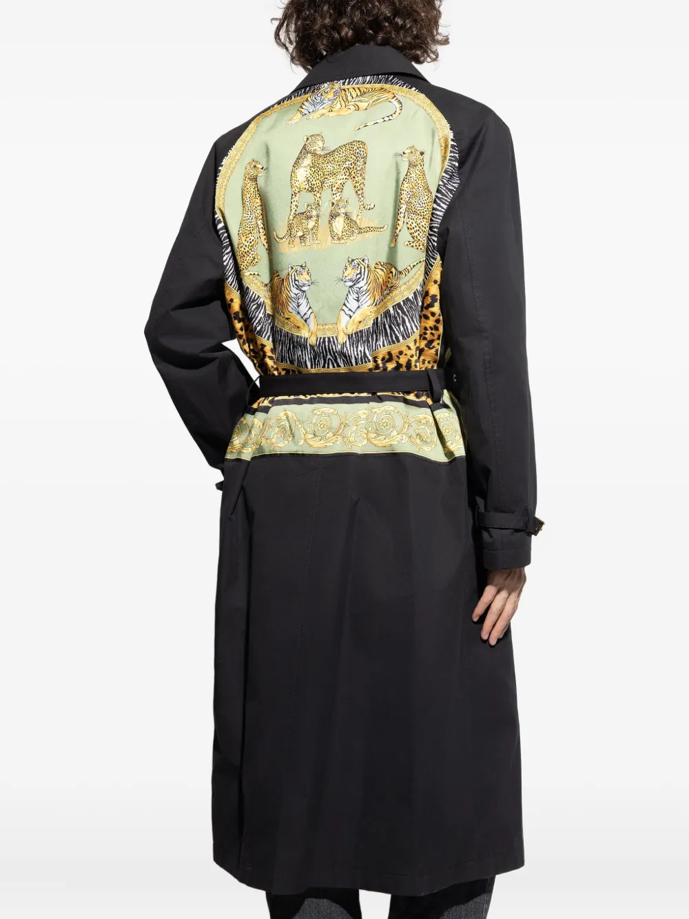 Jacheta Versace belted animal-print negru - imagine 4