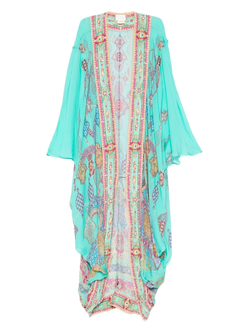 Kaftan Camilla bell-sleeve albastru
