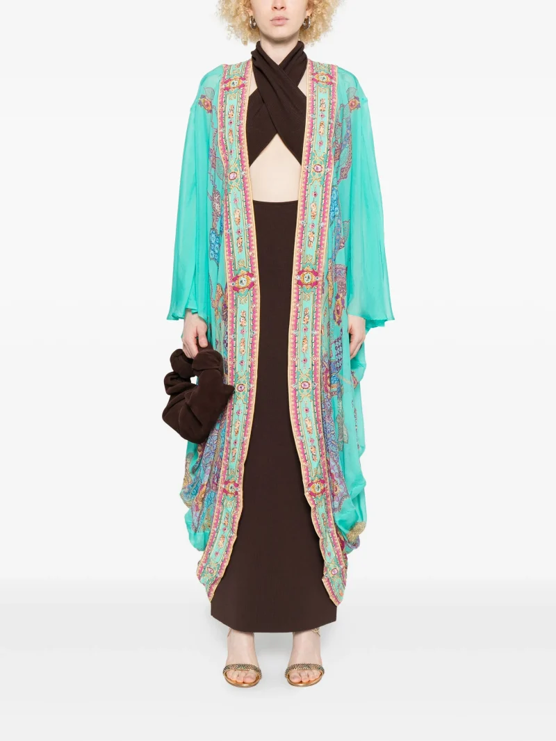 Alternative view of Kaftan Camilla bell-sleeve albastru