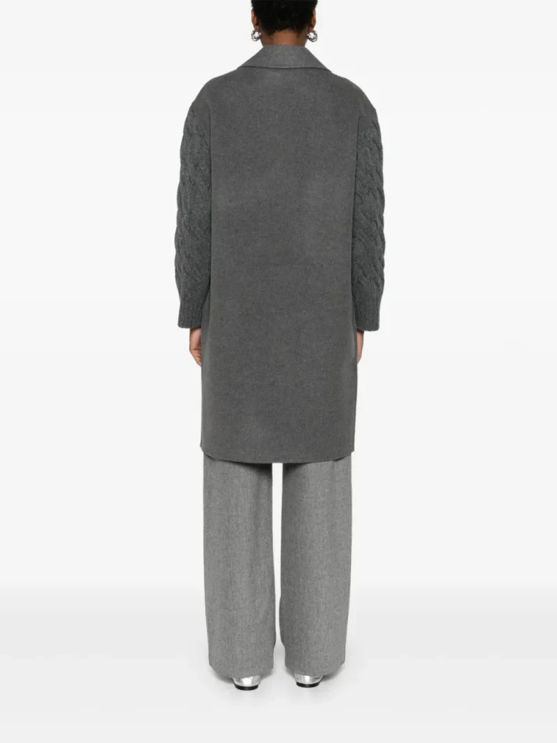 Alternative view of Palton Gran Sasso Cable-Knit Panelled gri