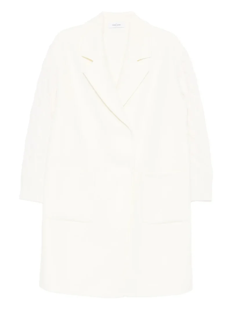 Palton Gran Sasso Cable-Knit Panelled ecru