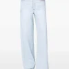 Pantaloni denim Citizens of Humanity Palazzo Drawstring albastru