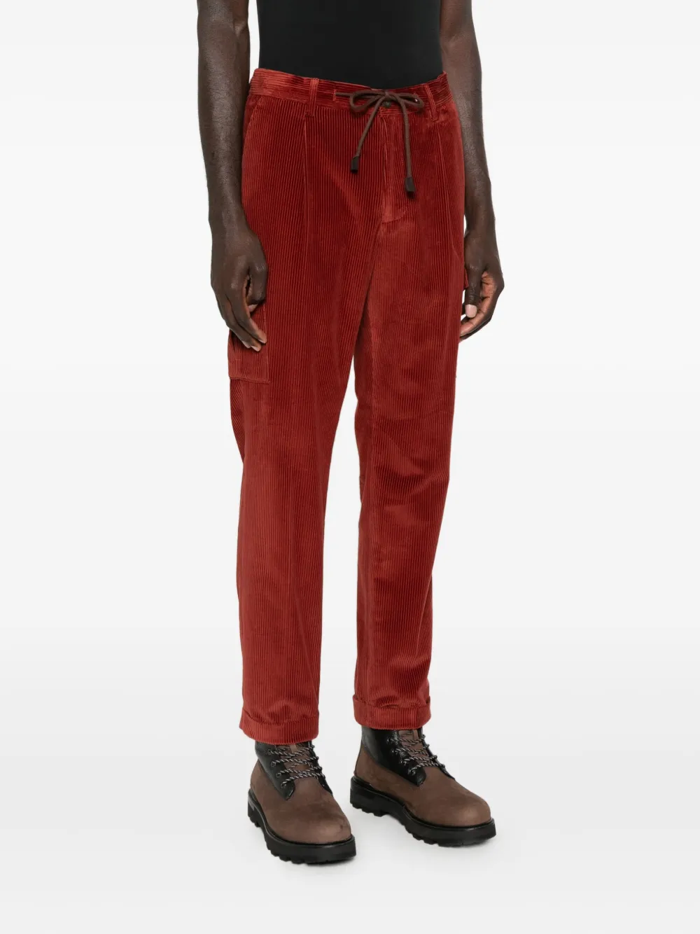 Pantaloni Gran Sasso Corduroy Cargo visiniu - imagine 4