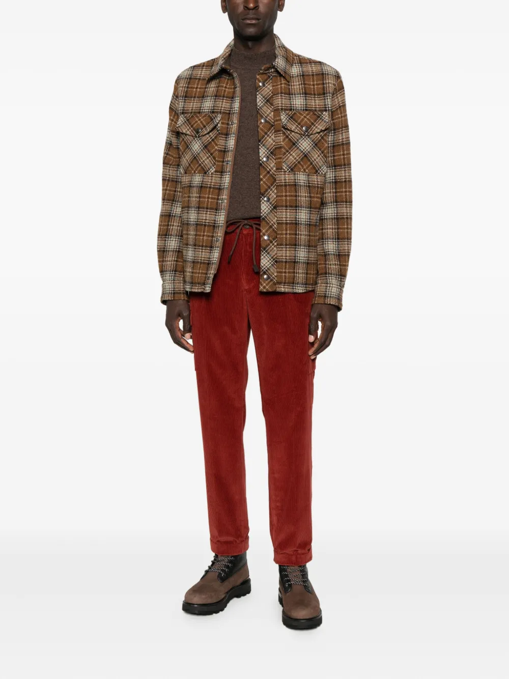 Pantaloni Gran Sasso Corduroy Cargo visiniu - imagine 3