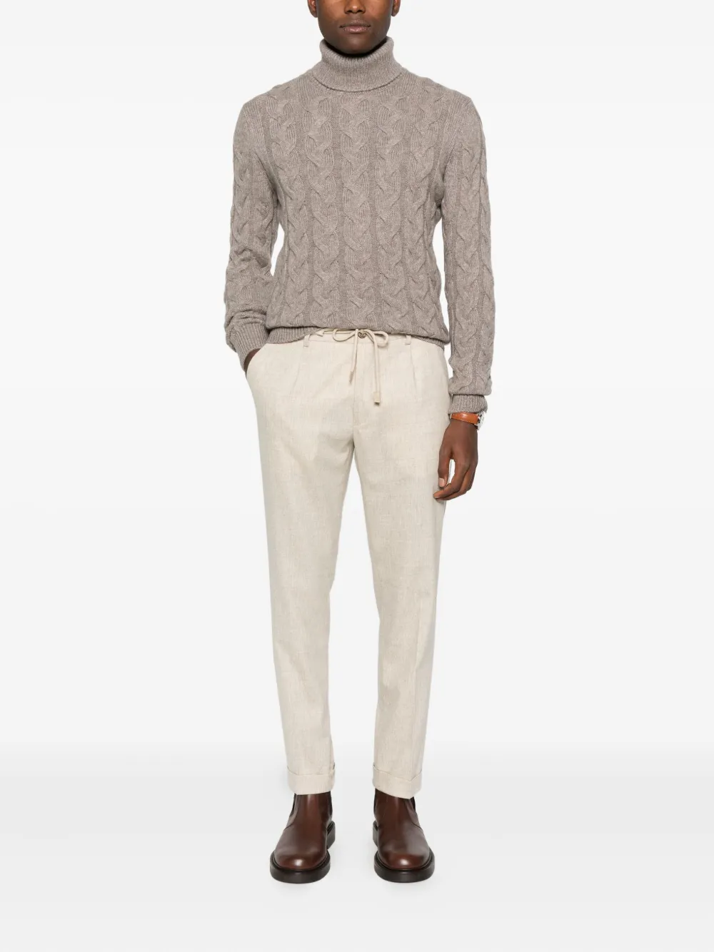Pantaloni Gran Sasso Drawstring-Waist bej - imagine 4