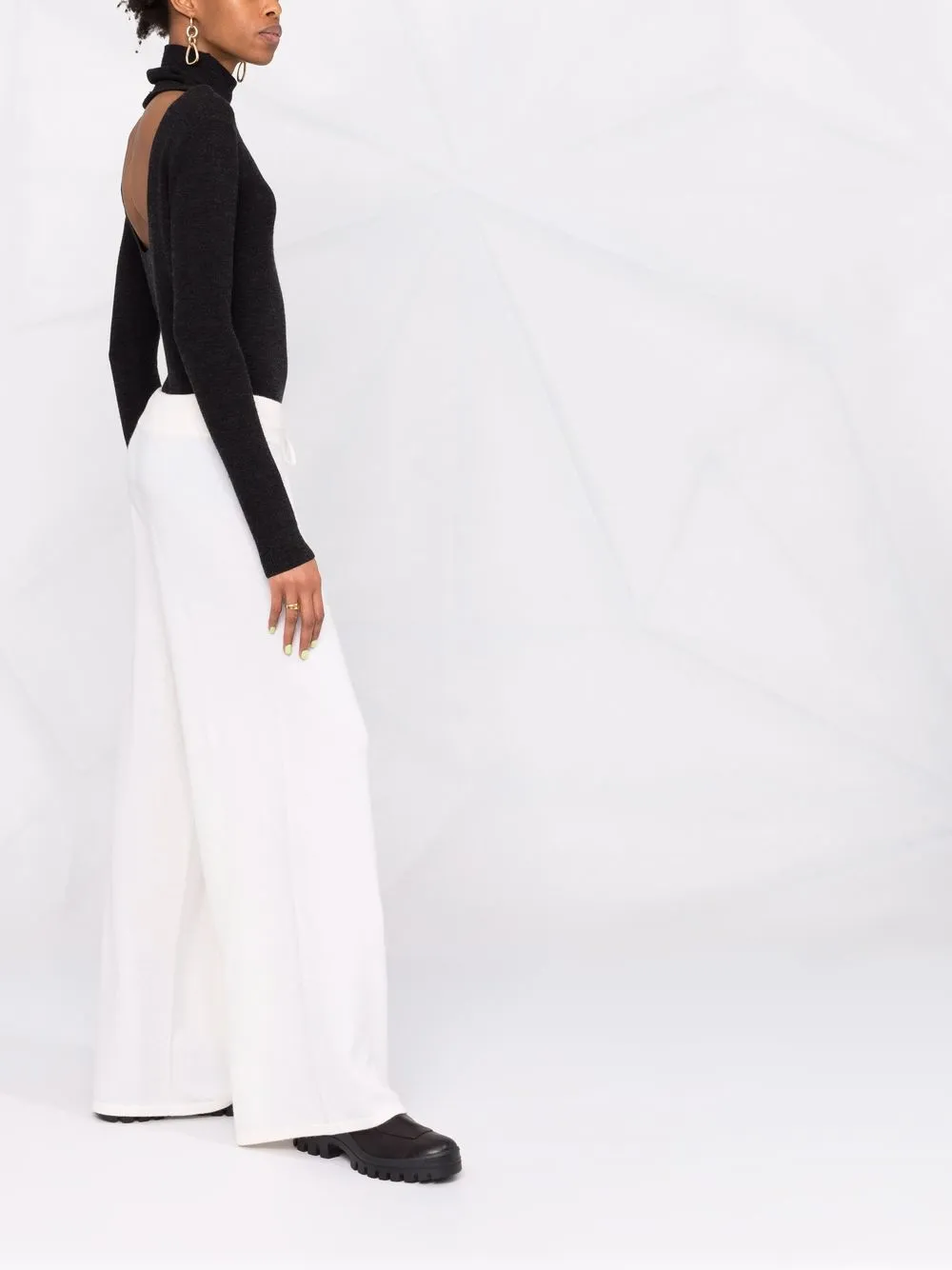 Pantaloni Lisa Yang Drawstring Cashmere alb - imagine 3