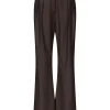 Pantaloni Loulou Pleated Straight-Leg Trousers maro