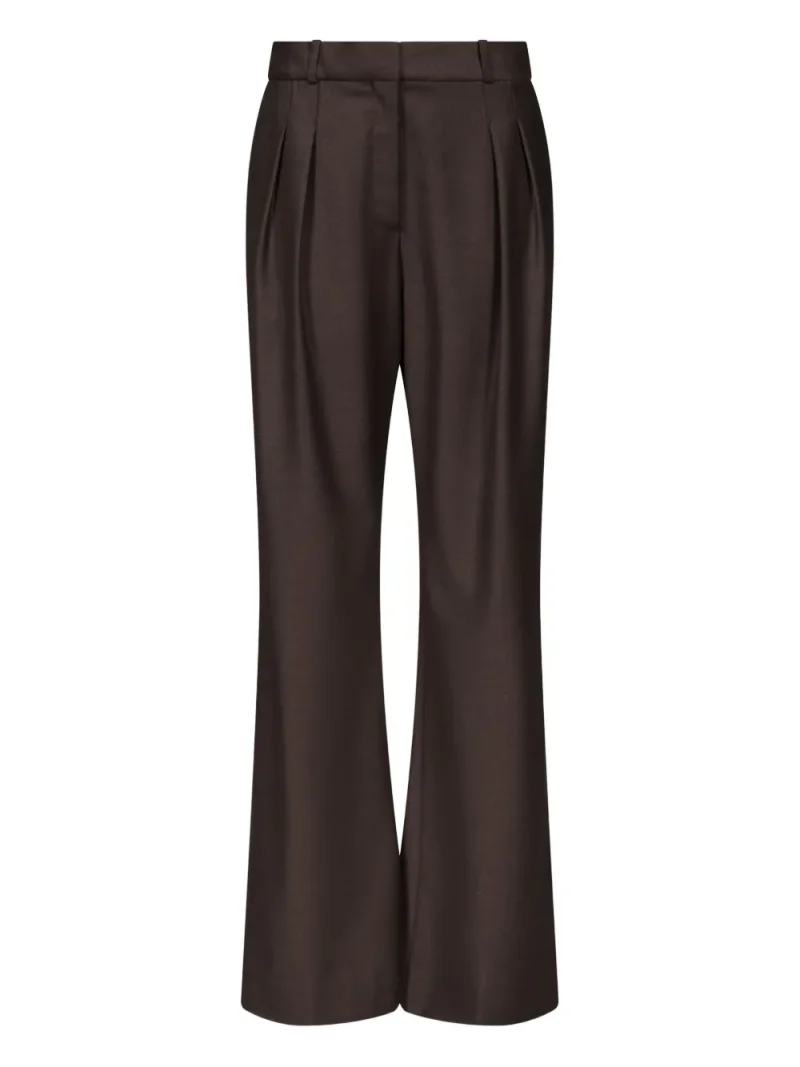 Pantaloni Loulou Pleated Straight-Leg Trousers maro