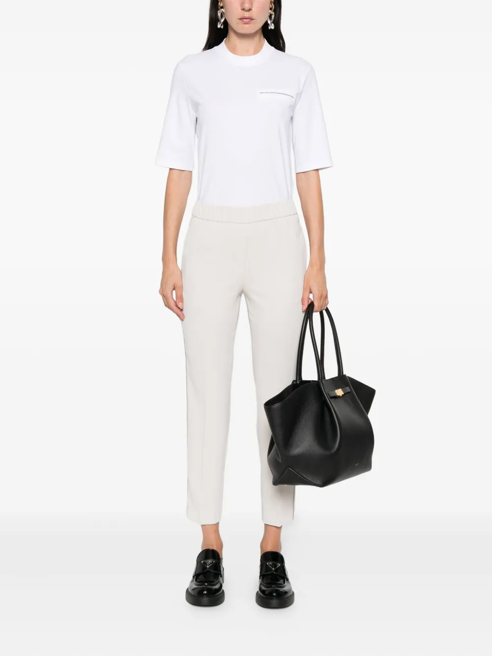 Pantaloni Peserico Elastic-Waistband Side-Stripe bej - imagine 4