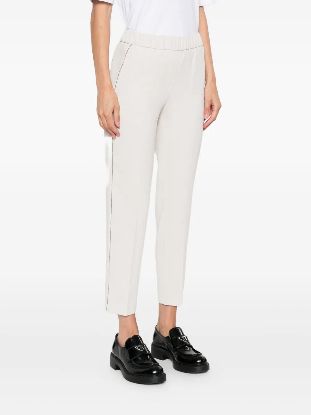 Pantaloni Peserico Elastic-Waistband Side-Stripe bej - imagine 3