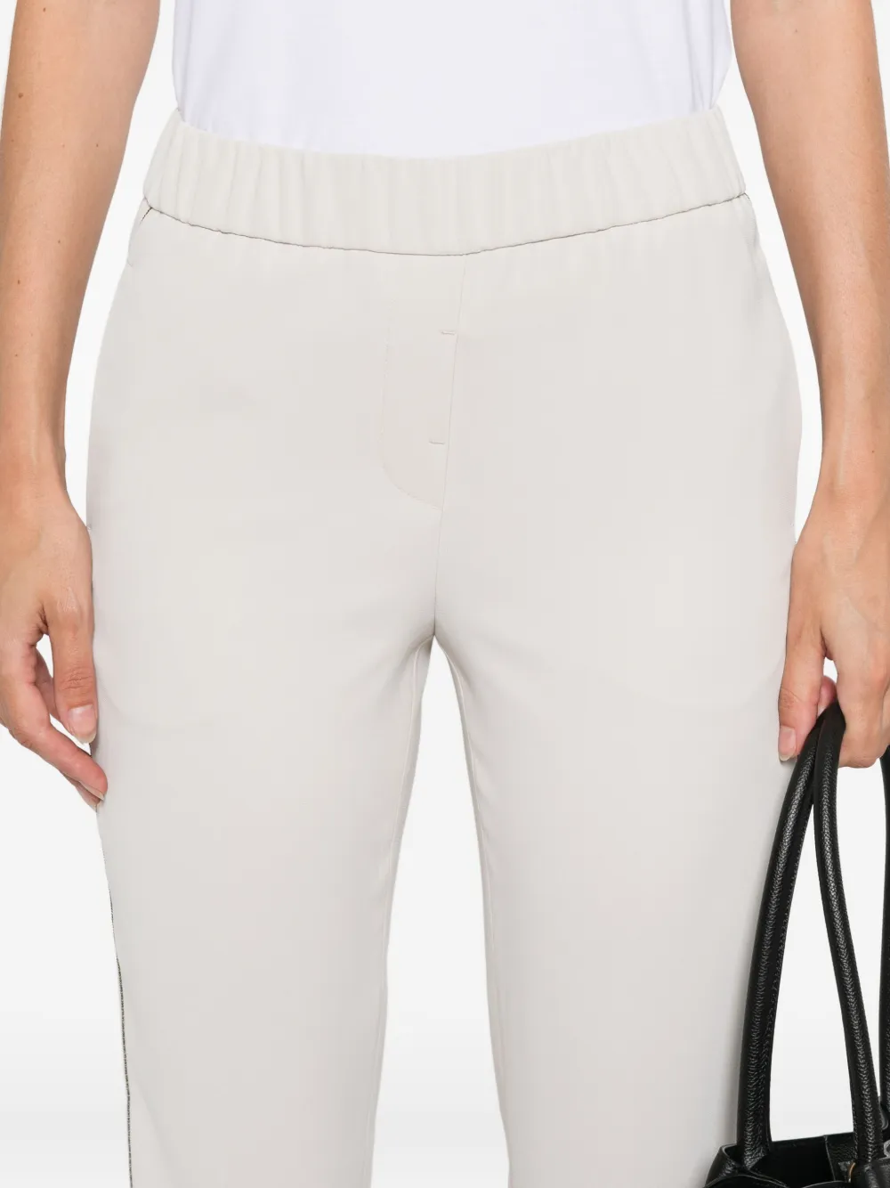 Pantaloni Peserico Elastic-Waistband Side-Stripe bej - imagine 5