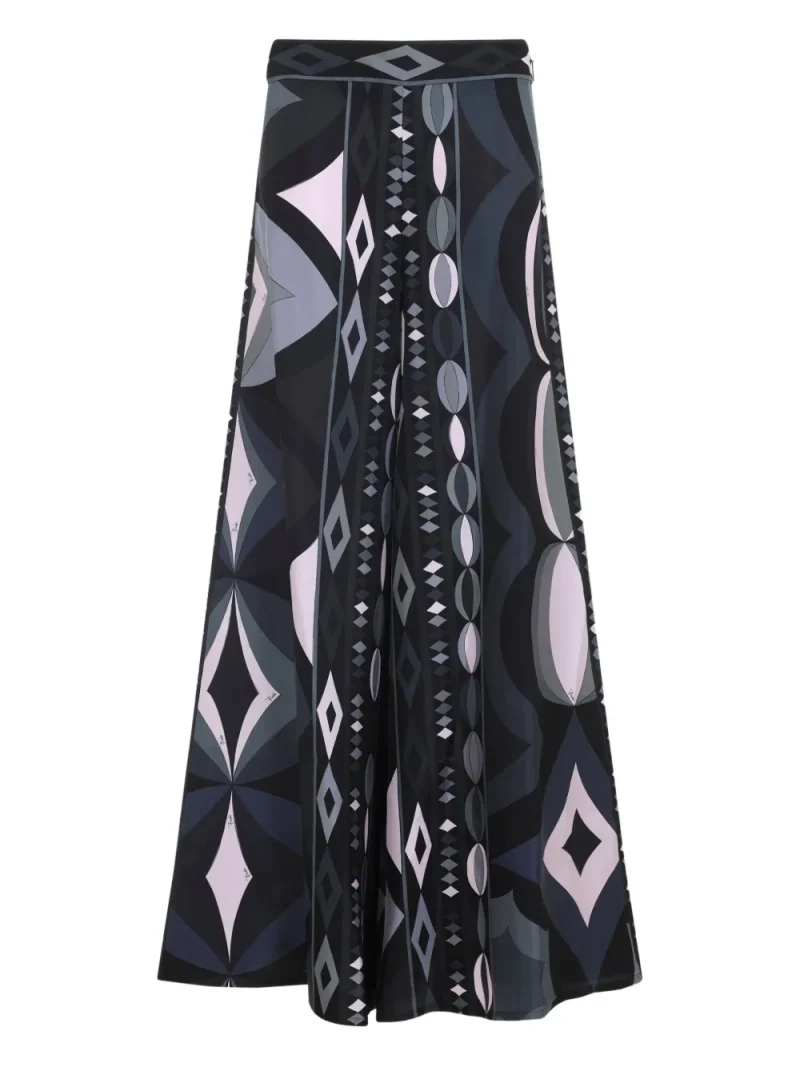 Pantaloni PUCCI Geometric-Print Silk Palazzo multicolor