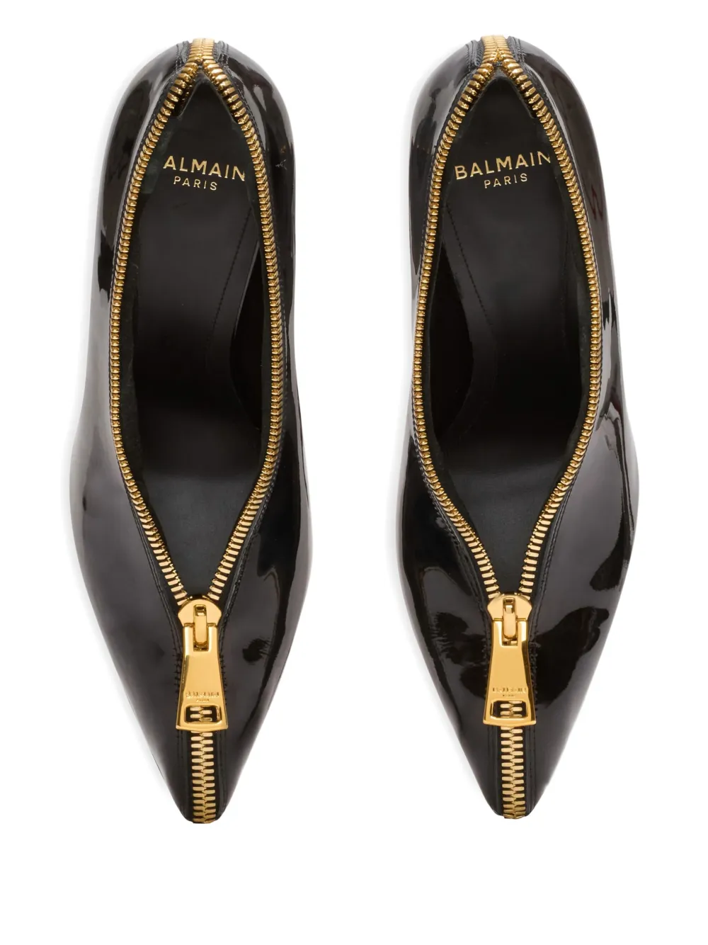 Pantofi Balmain 95mm zip-detail wedge heeled negru - imagine 5
