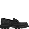 Pantofi Ferragamo Buckle-Detail Textured Loafers negru