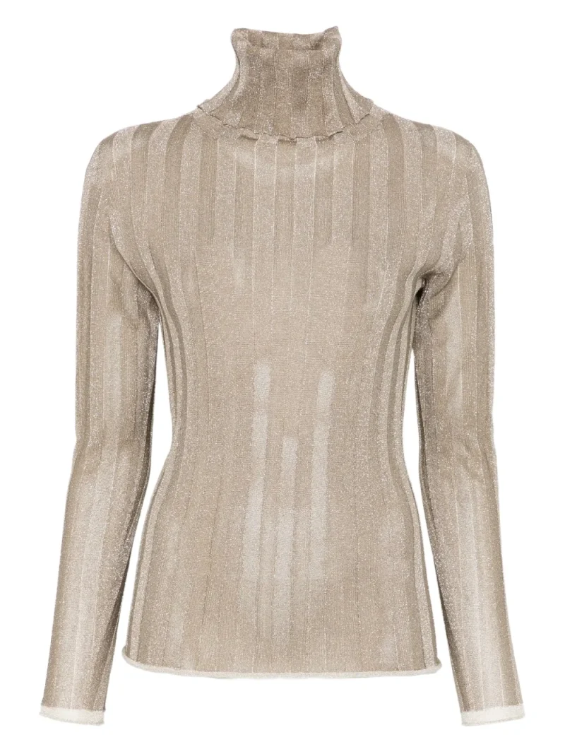 Pulover Fabiana Filippi Ribbed Roll-Neck auriu