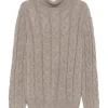 Pulover Gran Sasso Cable-Knit Roll-Neck bej
