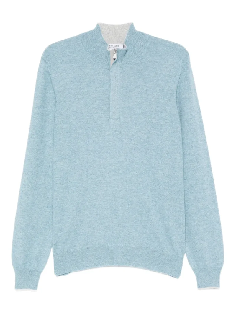 Pulover Gran Sasso Half-Zip albastru