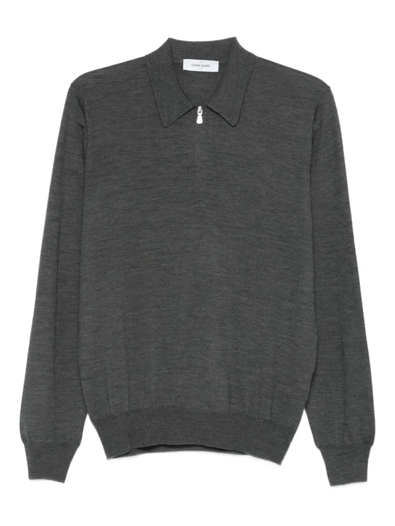 Pulover Gran Sasso Half-Zip gri