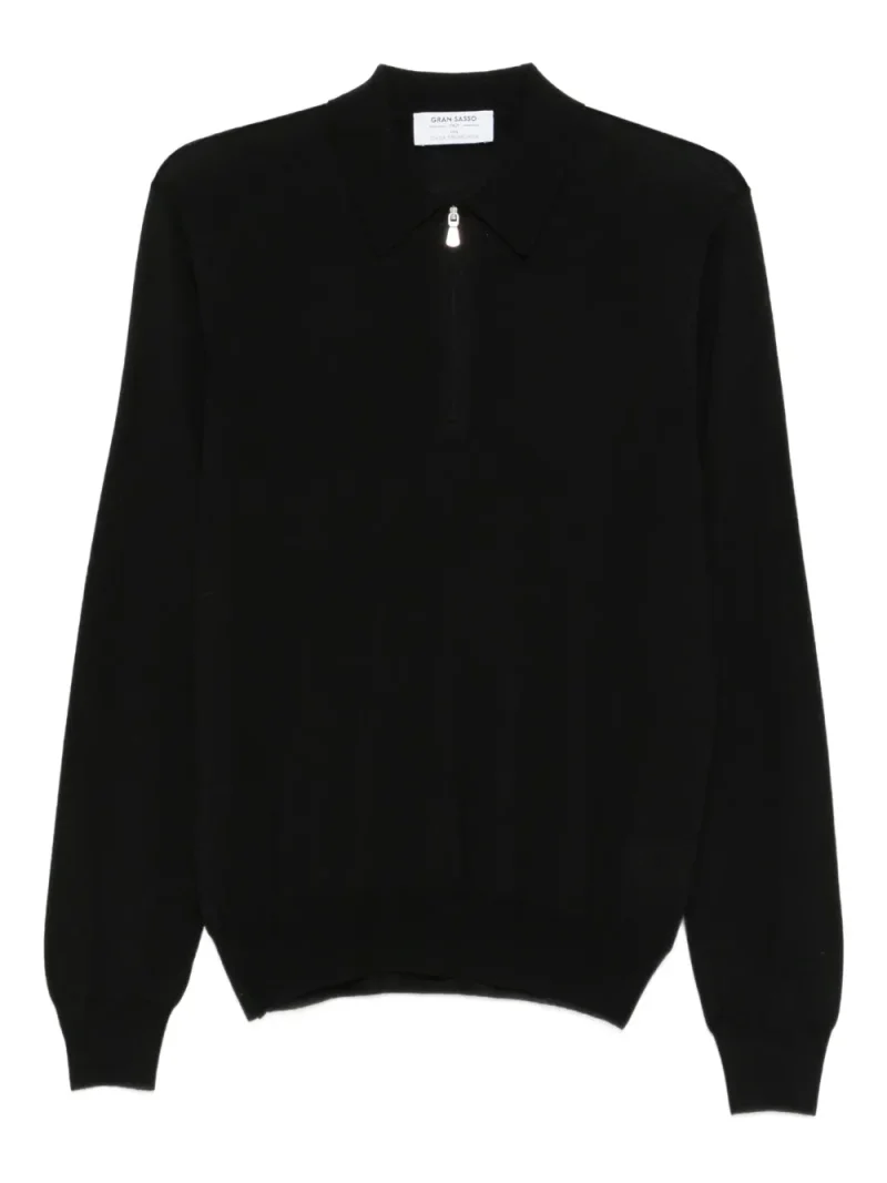 Pulover Gran Sasso Half-Zip Wool negru