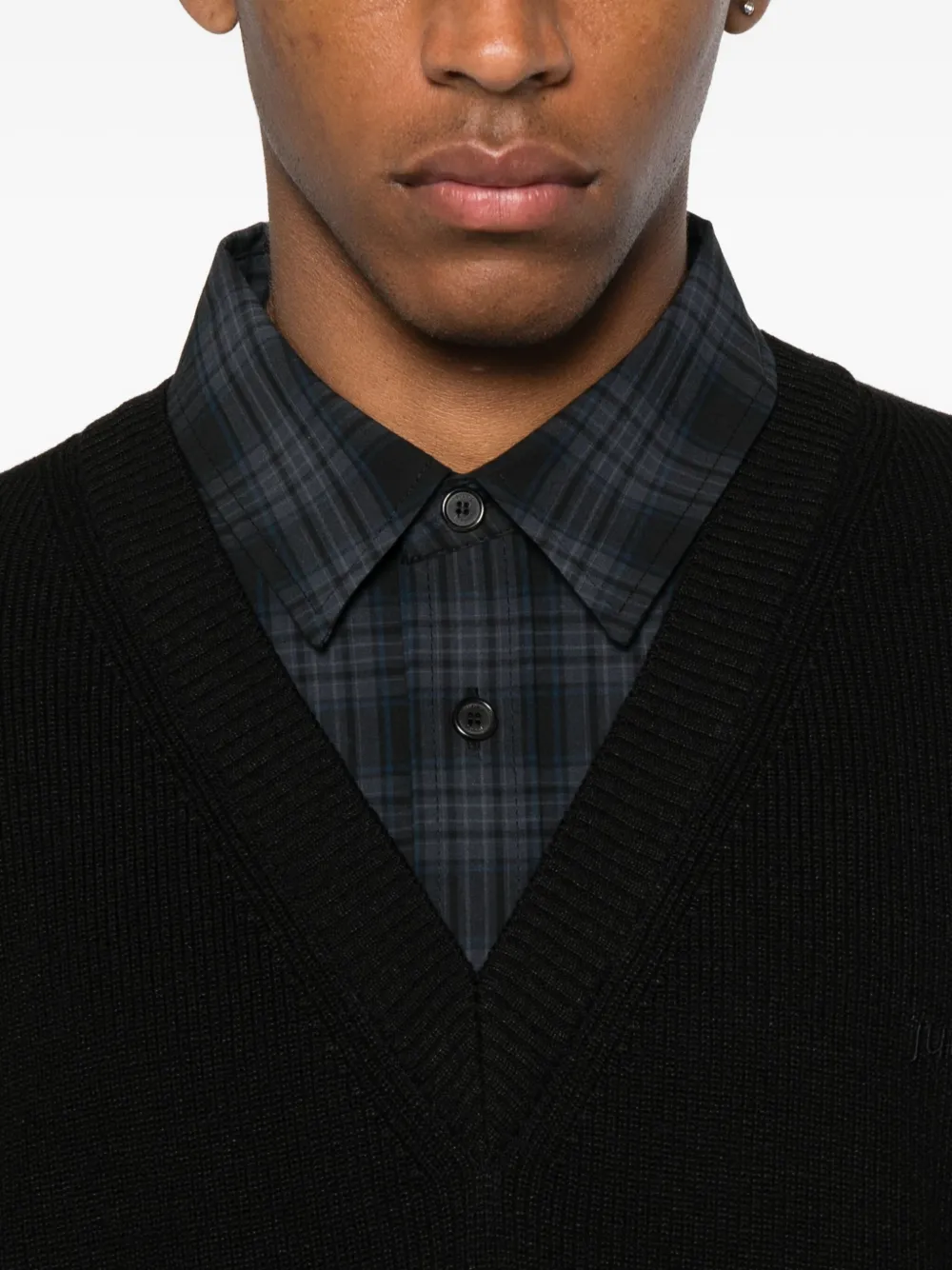 Pulover Juun.J Layered negru - imagine 5