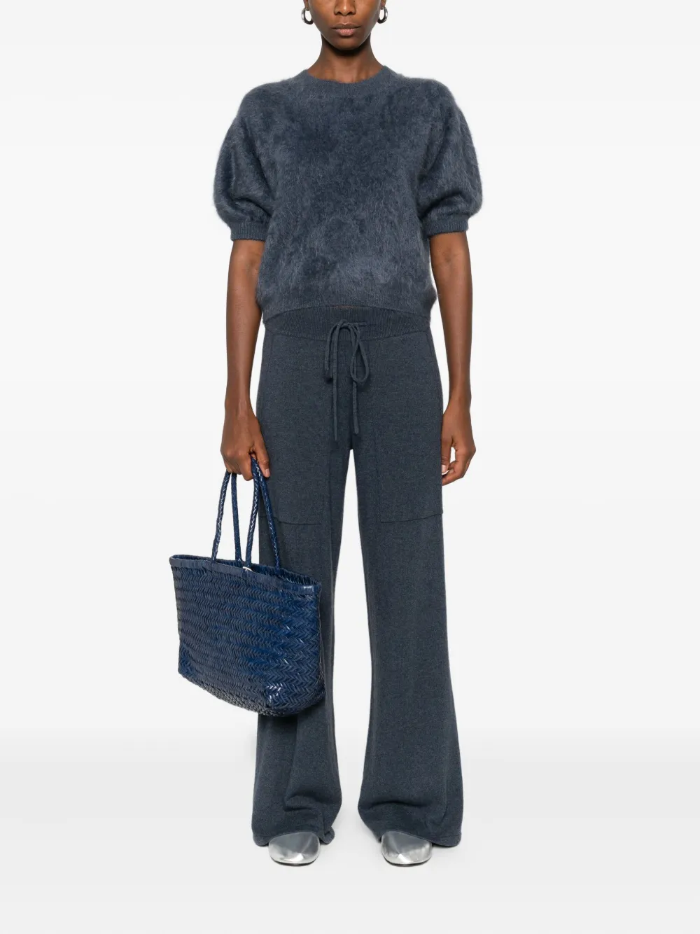 Pulover Lisa Yang Puff-Sleeve Cashmere bleumarin - imagine 4