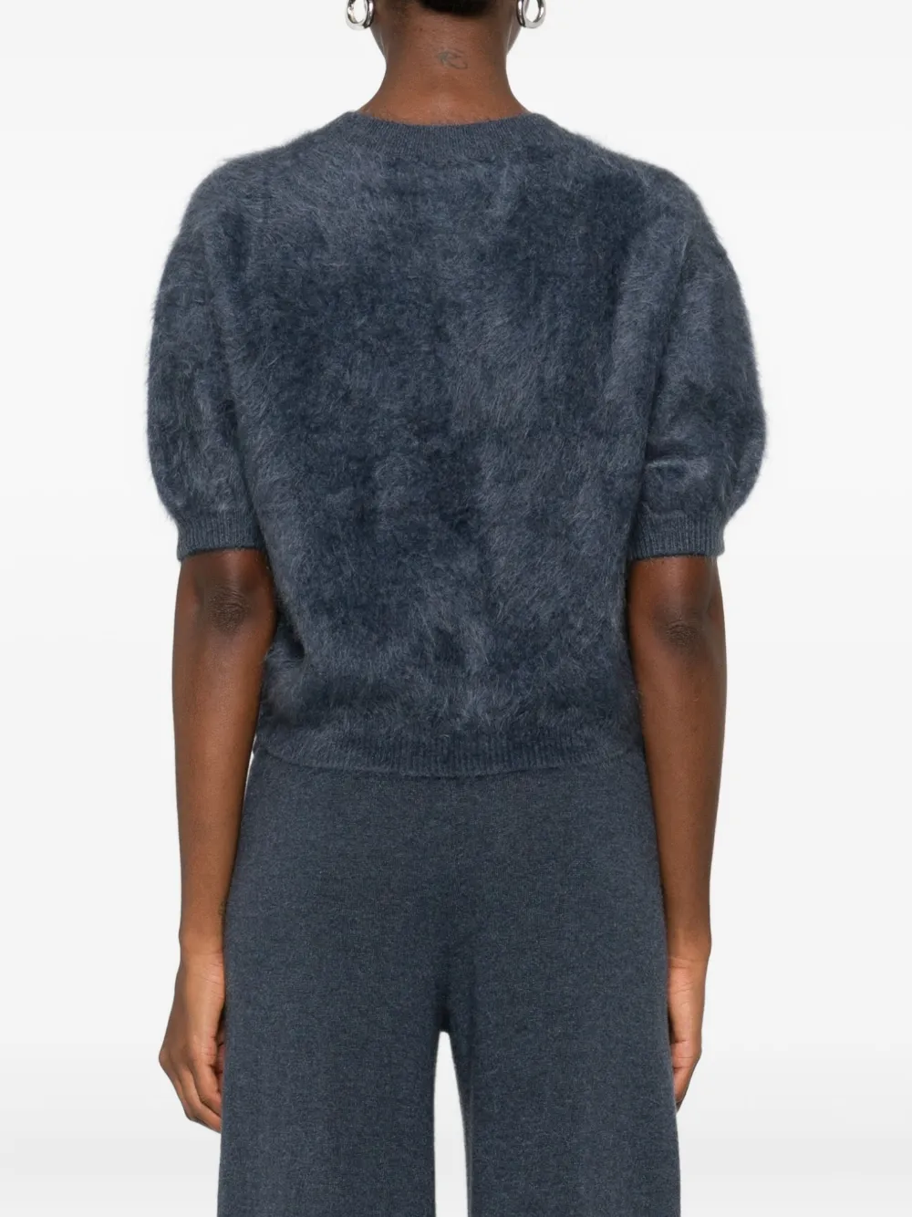 Pulover Lisa Yang Puff-Sleeve Cashmere bleumarin - imagine 2