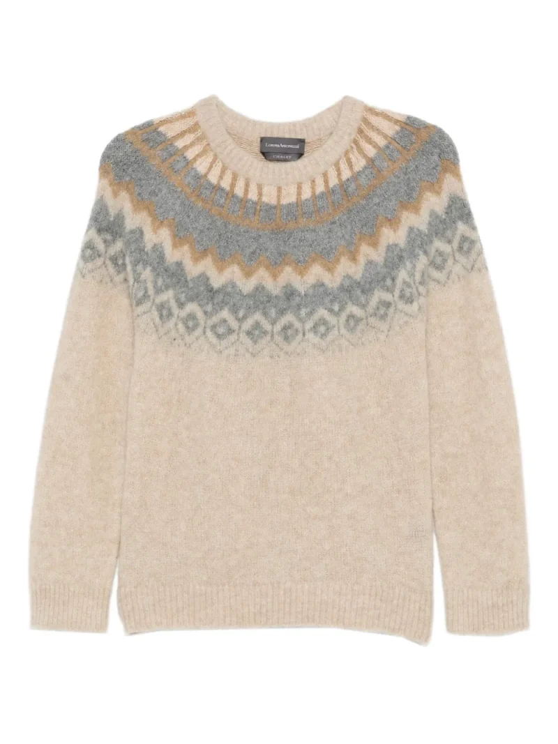 Pulover Lorena Antoniazzi Patterned Crew-Neck bej
