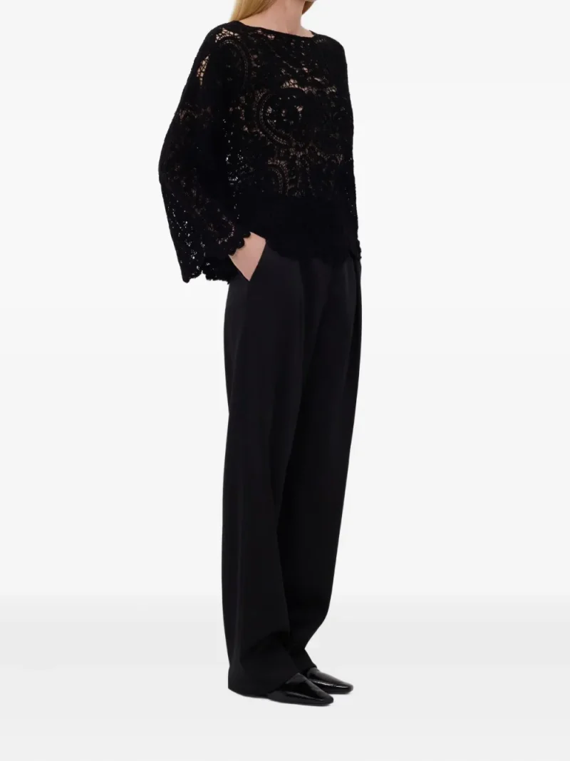 Alternative view of Pulover LouLou de Saison Crochet Lace negru