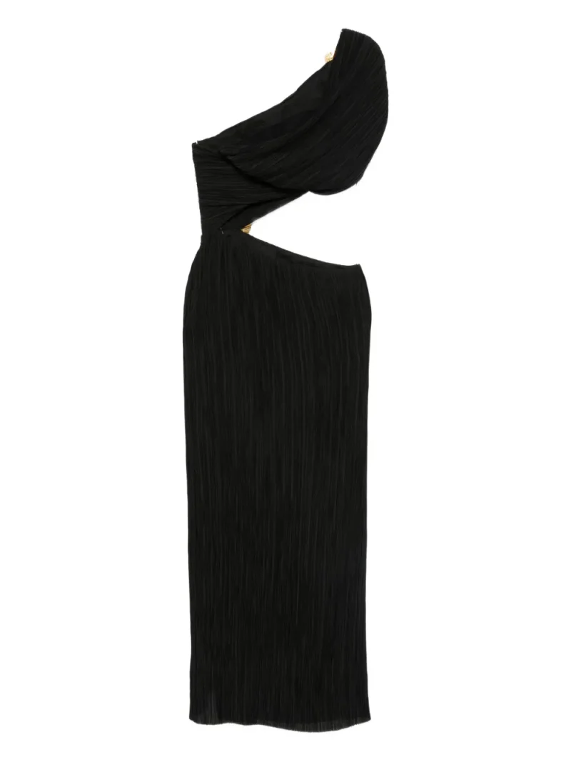 Alternative view of Rochie midi Cult Gaia Loah Pleated Cut-Out negru