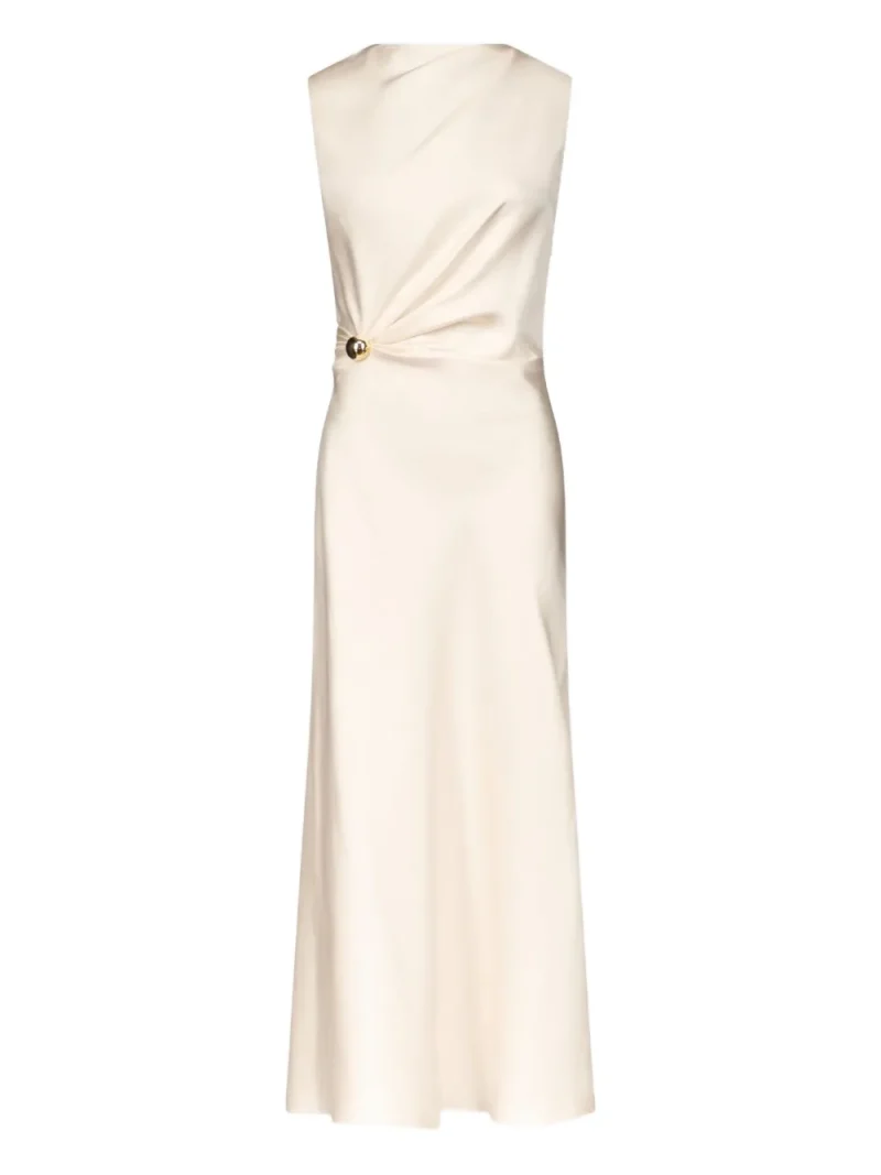 Rochie midi Roan Gathered-Waist Sleeveles ecru