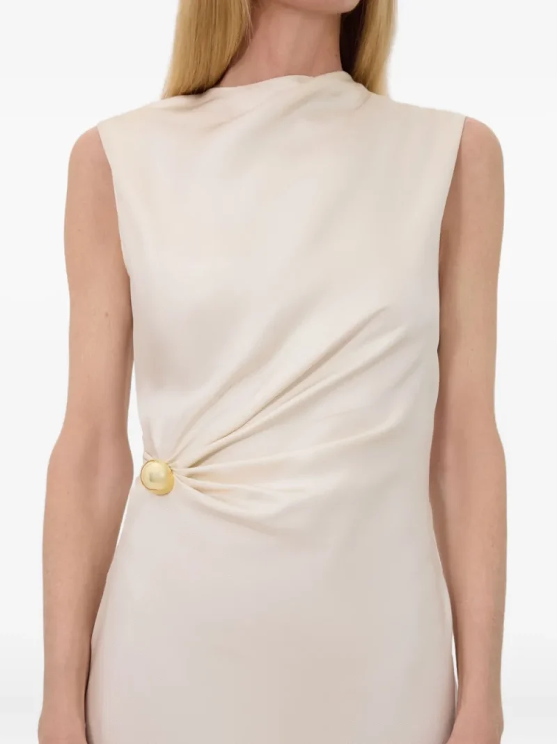 Alternative view of Rochie midi Roan Gathered-Waist Sleeveles ecru