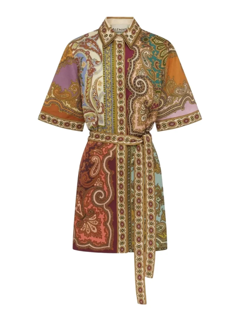 Rochie mini Alemais Clemenza Spliced Paisley-Print multicolor