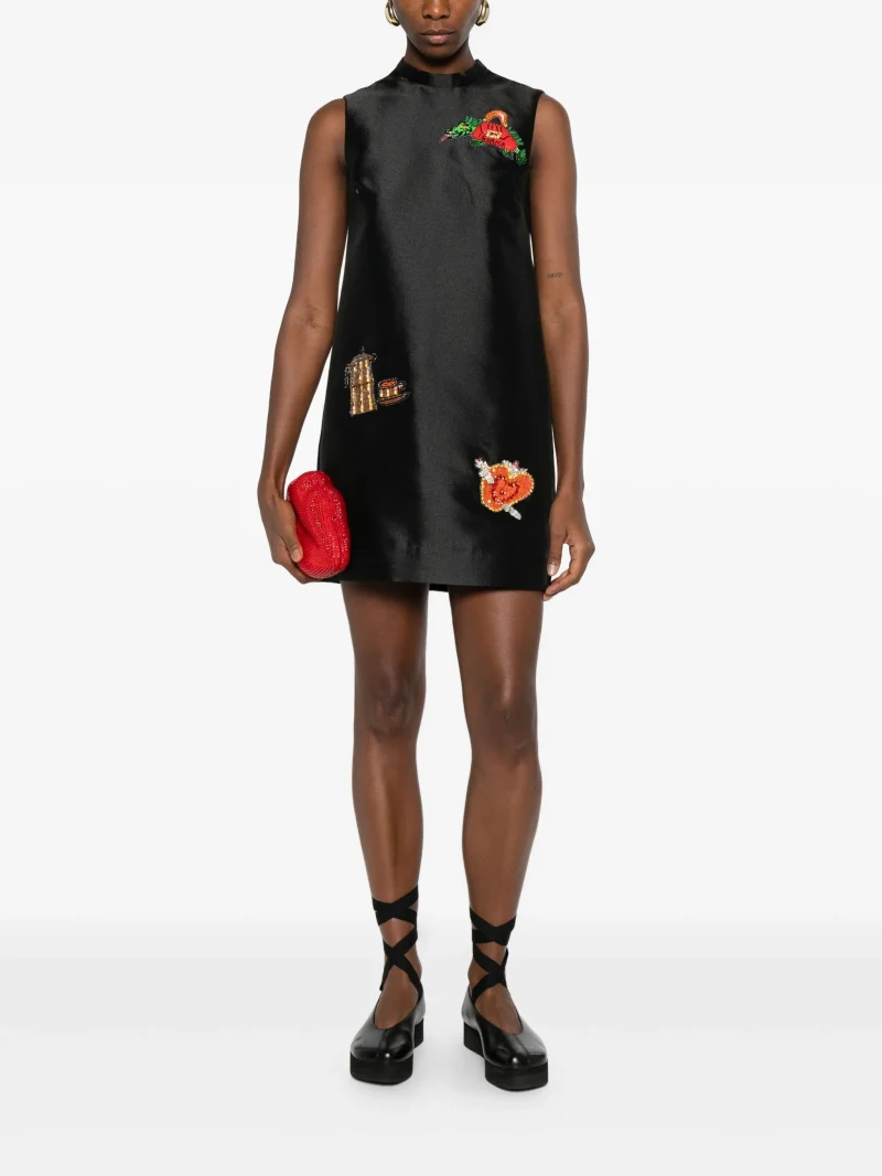 Alternative view of Rochie mini Alemais embellished sleeveless negru