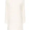 Rochie mini LouLou de Saison Tina Fringe Long Sleeve alb