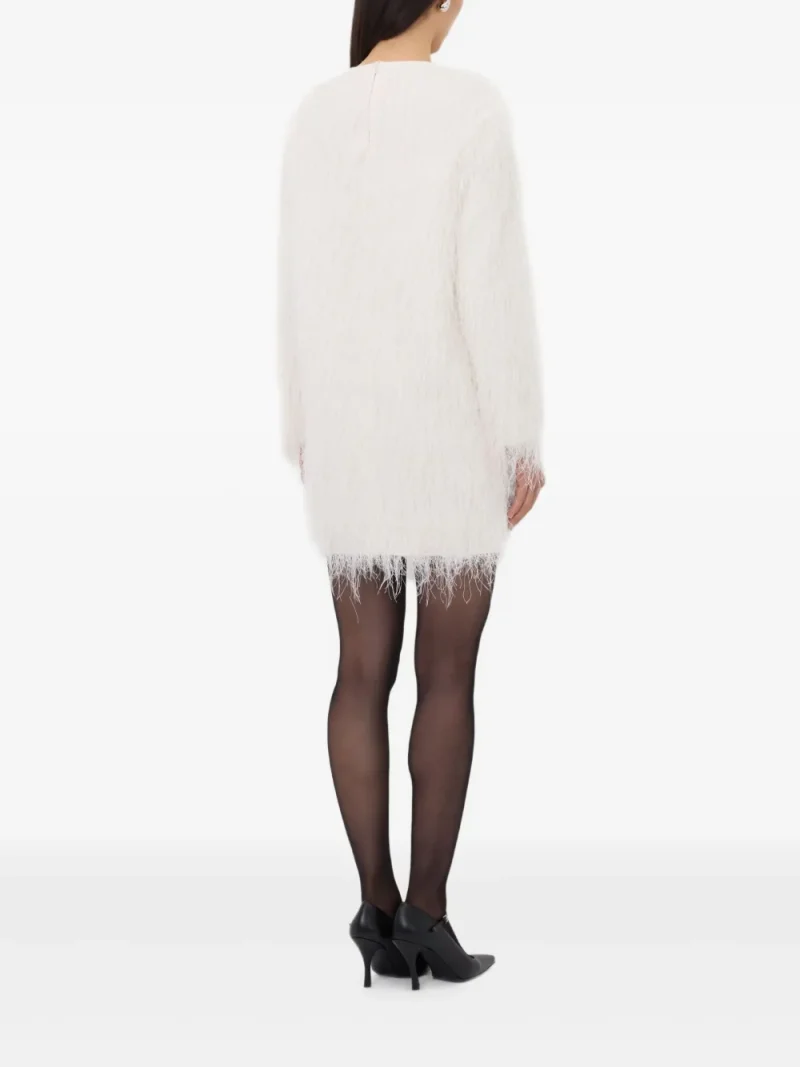 Alternative view of Rochie mini LouLou de Saison Tina Fringe Long Sleeve alb