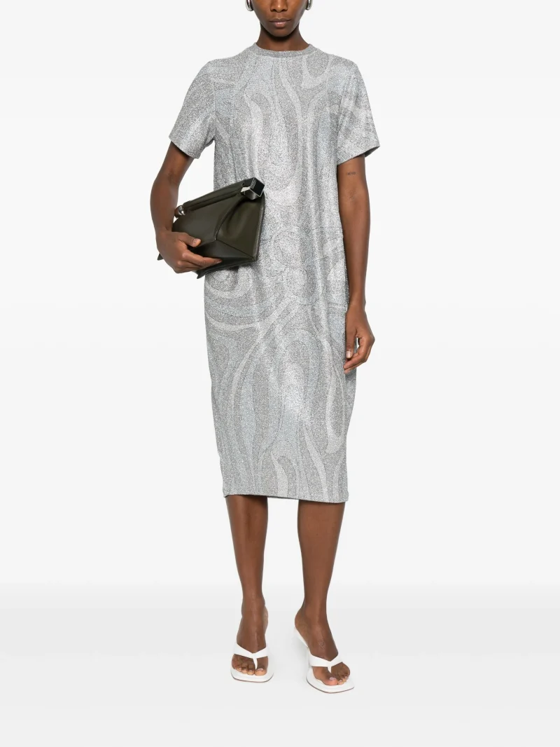 Alternative view of Rochie PUCCI glitter-pattern short-sleeve gri