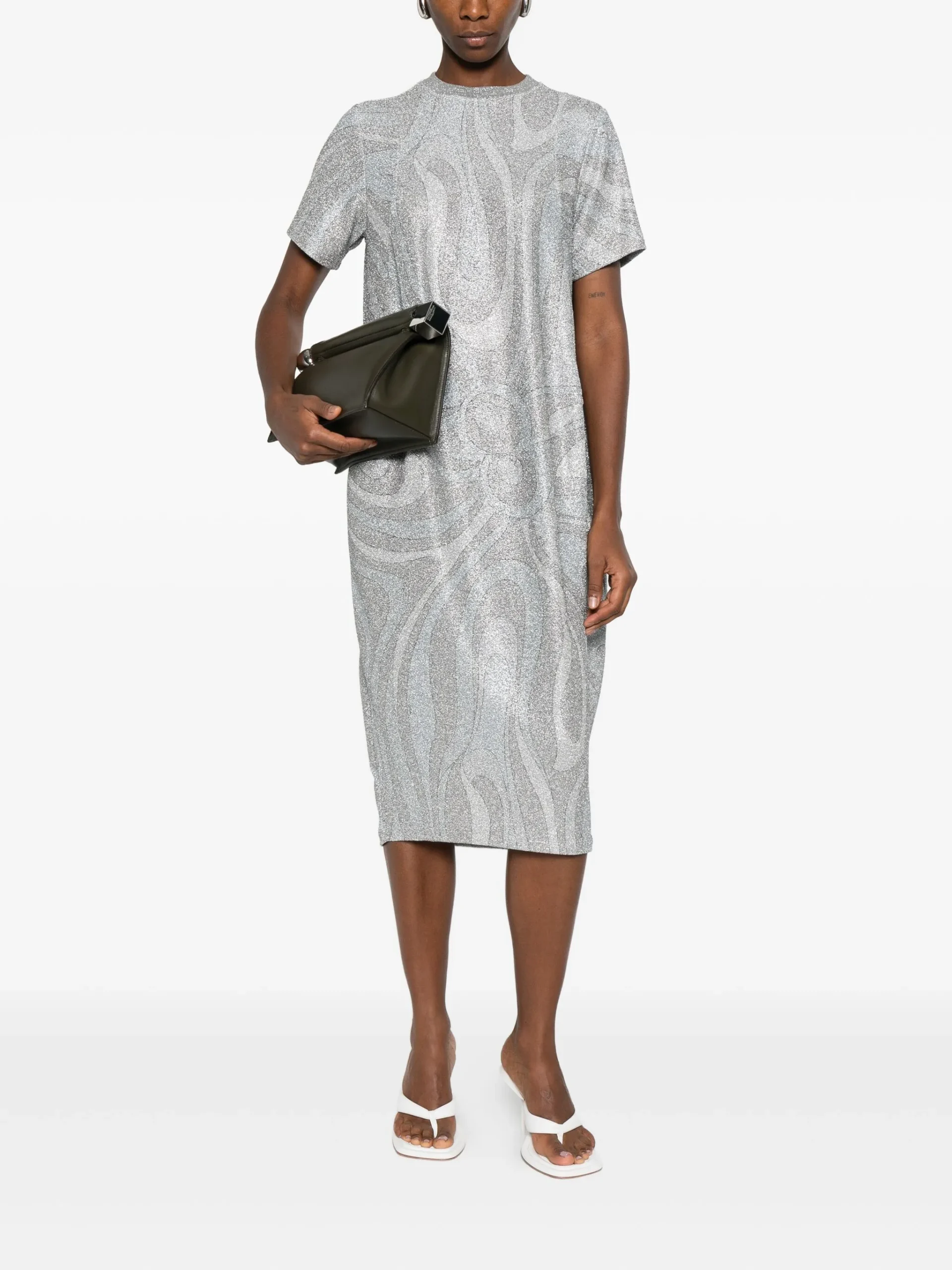 Rochie PUCCI glitter-pattern short-sleeve gri - imagine 2