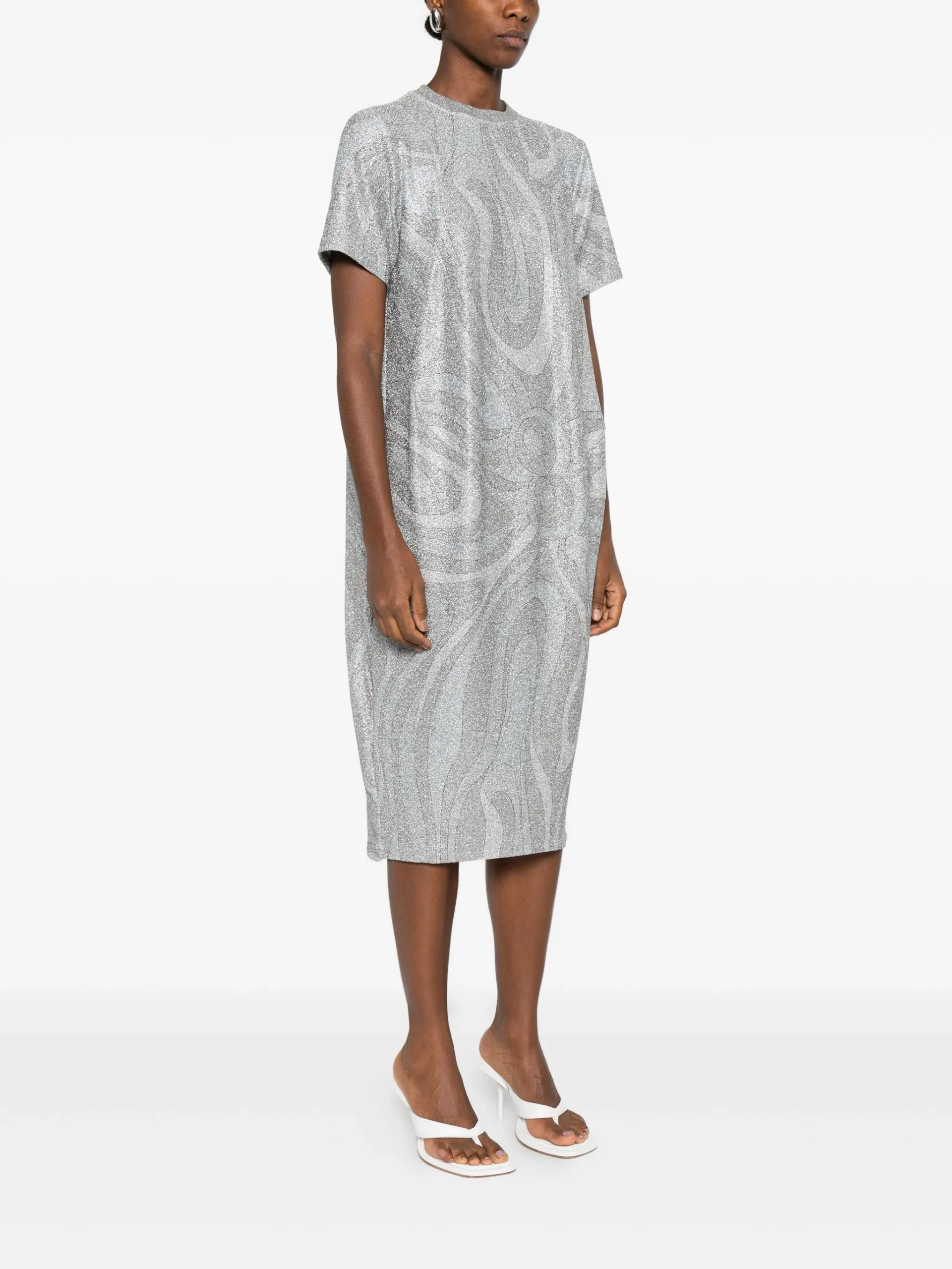 Rochie PUCCI glitter-pattern short-sleeve gri - imagine 5