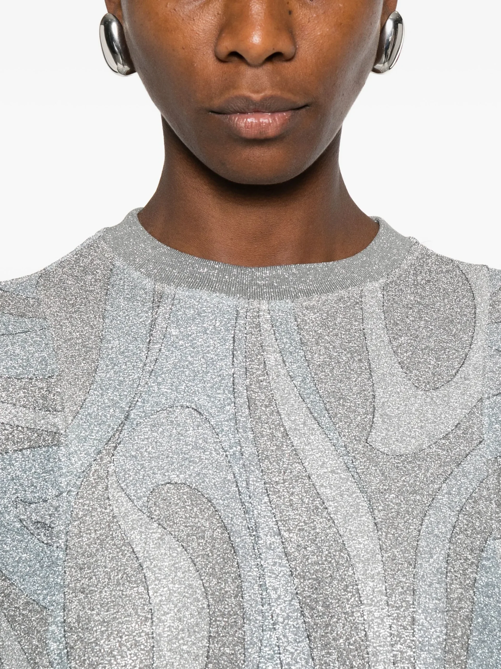 Rochie PUCCI glitter-pattern short-sleeve gri - imagine 3