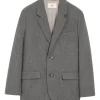 Sacou Ami Paris Single-Breasted Wool gri